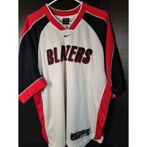 VTG NIKE Team Portland Trail Blazers Shooting Shirt Vintage White Red Black LG